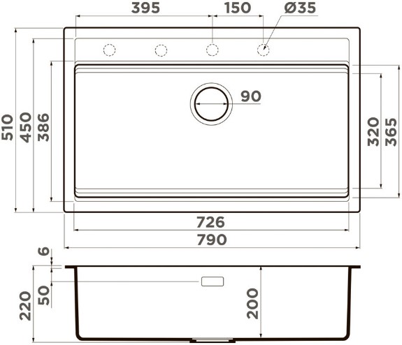 Схема встраивания на русском языке для мойки Omoikiri Kitagawa 79-LB GB