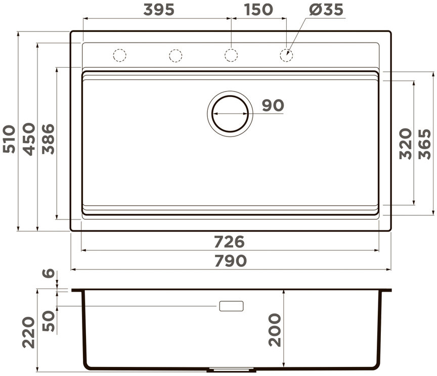 Схема встраивания на русском языке для мойки Omoikiri KITAGAWA 79-LB AZ