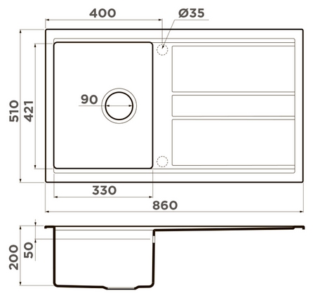 Схема встраивания на русском языке для мойки Omoikiri Kitagawa 86 GB