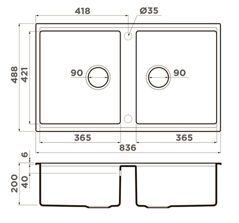 Схема встраивания на русском языке для мойки Omoikiri Kitagawa 83-2-U WH
