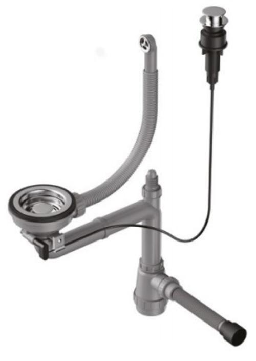 Арматура для одночашевых моек с круглым переливом и клапаном-автоматом WK-1-R-IN-A