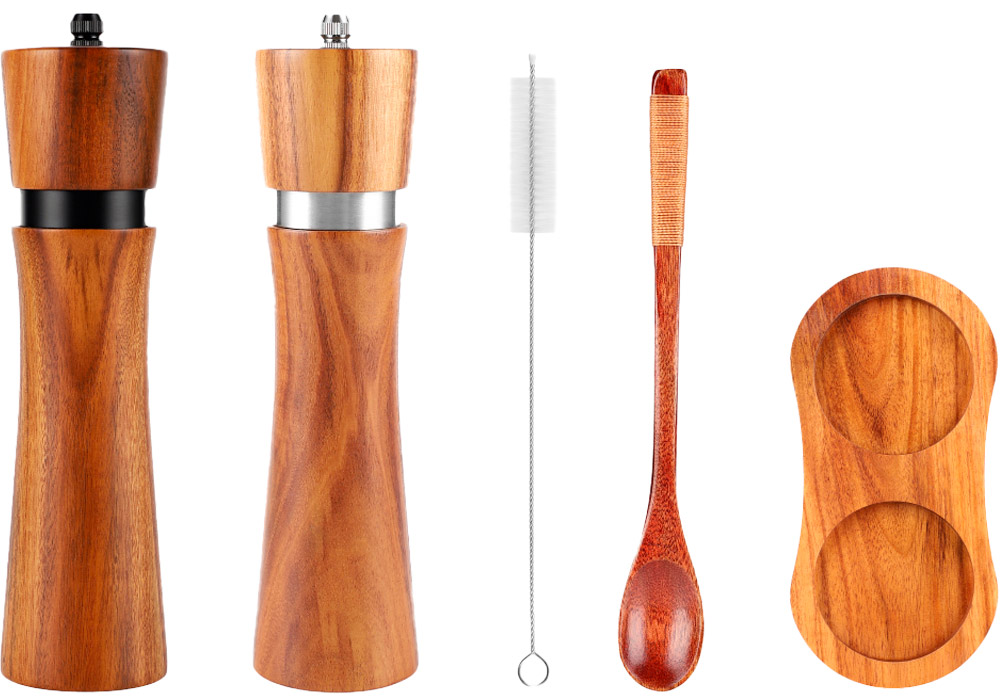 Набор мельниц для специй на подставке Омойкири GR-02-SET Набор мельниц для специй на подставке Omoikiri GR-02-SET