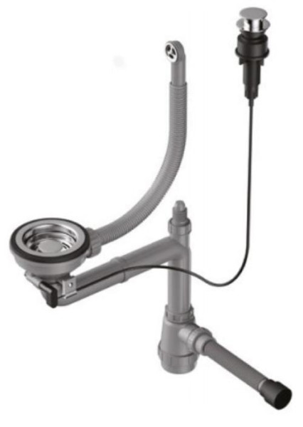 Арматура для одночашевых моек с круглым переливом и клапаном-автоматом WK-1-R-IN-A