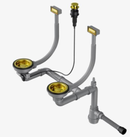 Арматура для двухчашевых моек с прямоугольными переливами WK-2-A