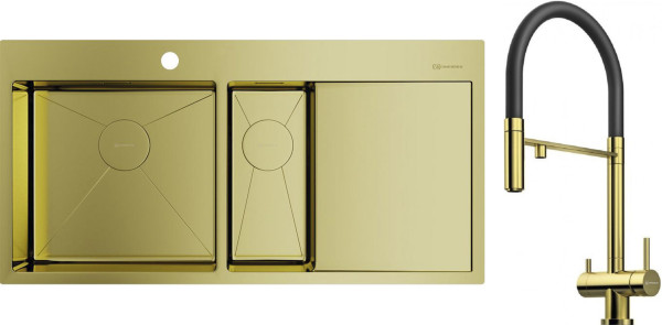 Комплект Омойкири AKISAME 100-2 LG-L, KANTO PVD LG Комплект Omoikiri AKISAME 100-2 LG-L, KANTO PVD LG